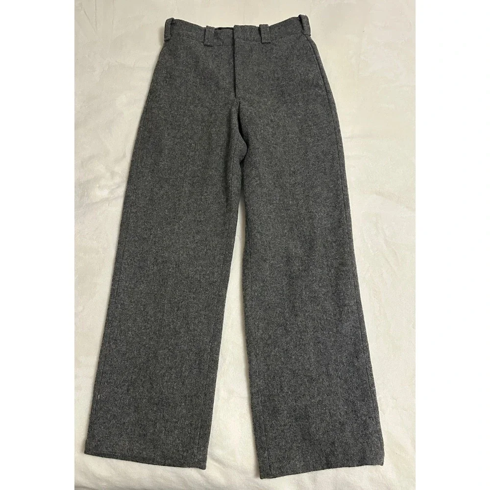 Woolrich Vtg Mens 30 Gray Wool Blend Trousers Made in USA Straight Leg Pants
